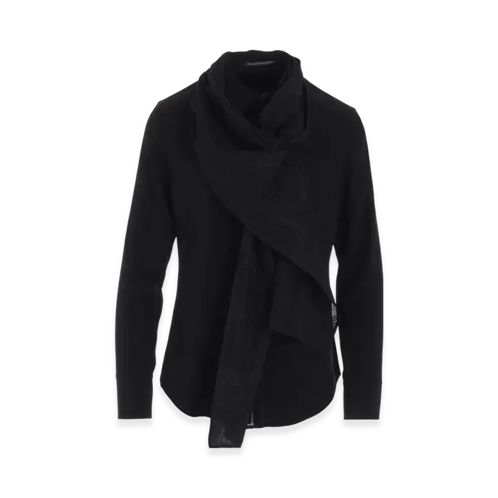 Yohji Yamamoto Ta/Pe Crepe De Chine Stole Detail Blouse "Black"
