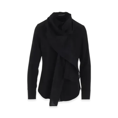Yohji Yamamoto Ta/Pe Crepe De Chine Stole Detail Blouse "Black"