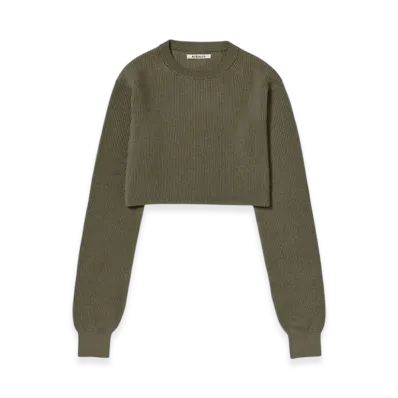 AURALEE Flat Yarn Rib Knit Short P/O "Khaki"