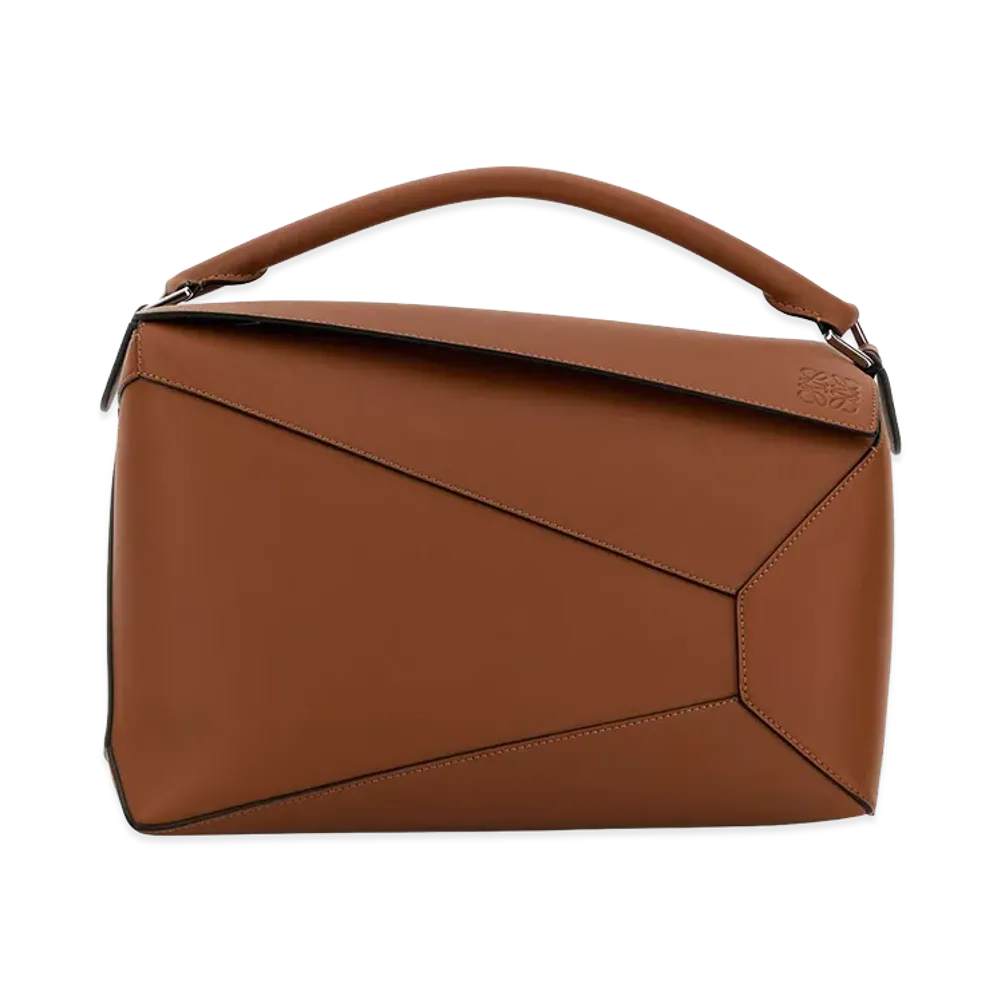 LOEWE Brown Leather Large Puzzle Edge Handbag "Brown"