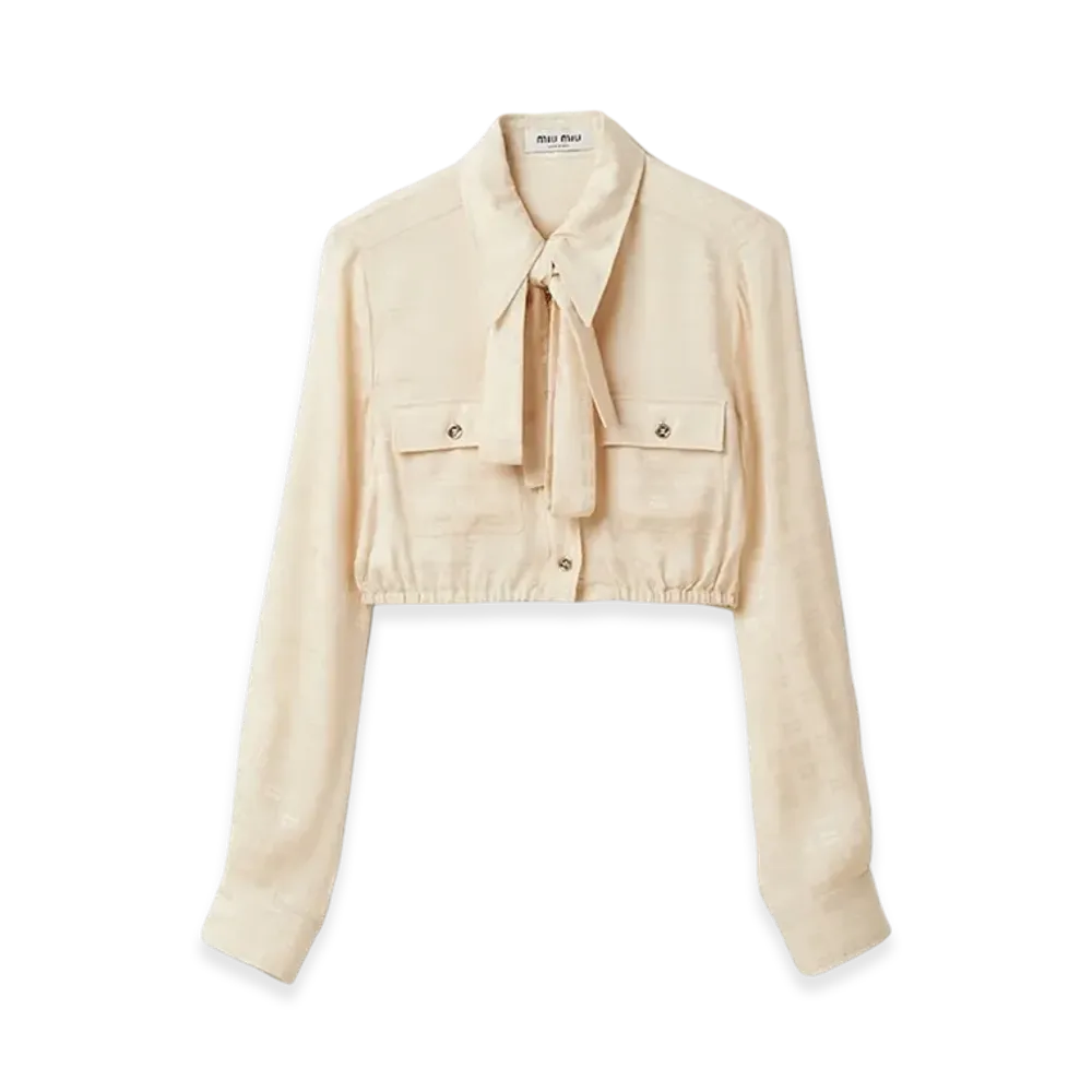 MIU MIU Women's Crepe De Chine Blouse "Albino White"
