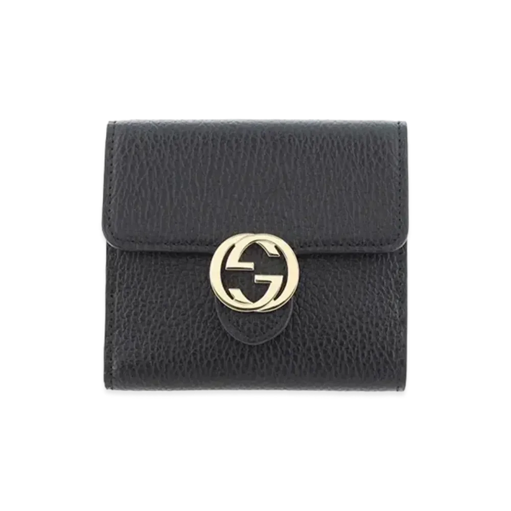 GUCCI Interlocking G W Hook Wallet "Black"