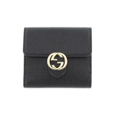 GUCCI Interlocking G W Hook Wallet "Black"