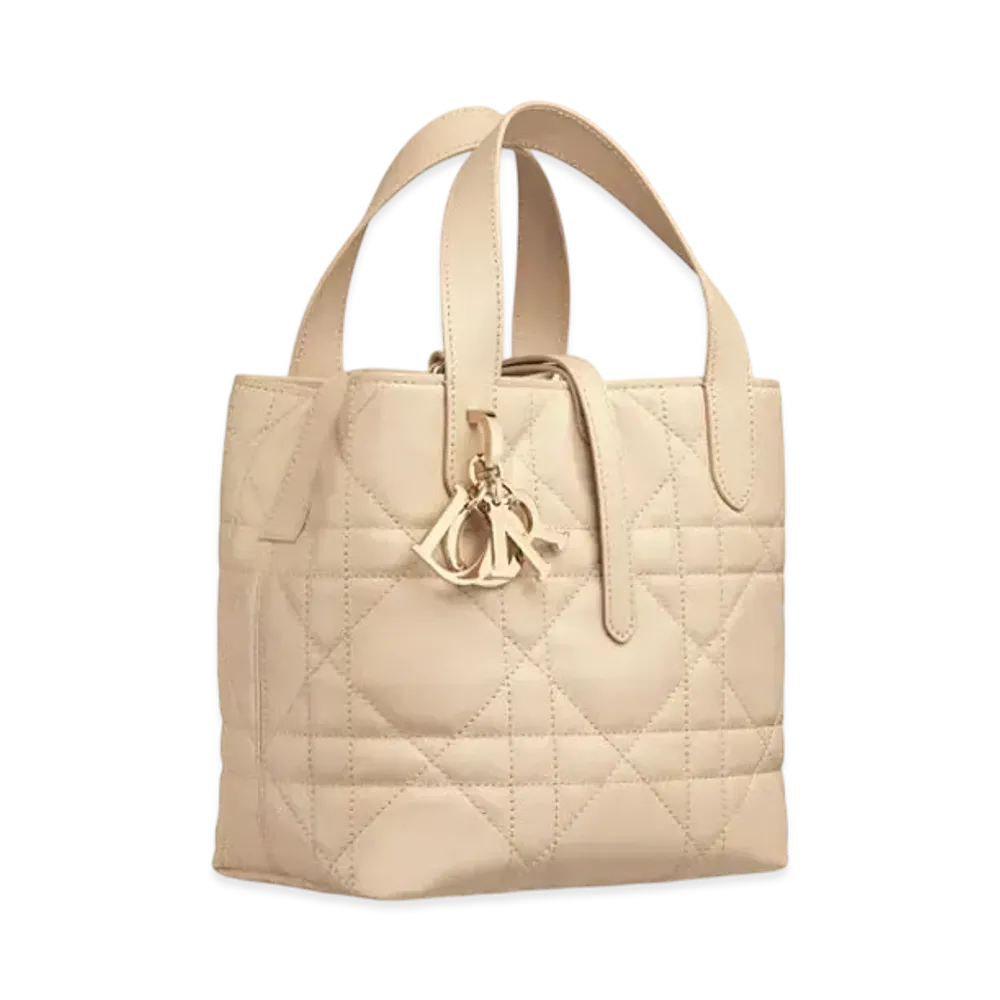 Dior Small Dior Toujours Vertical Tote Bag Macrocannage Calfskin "Powder Beige"