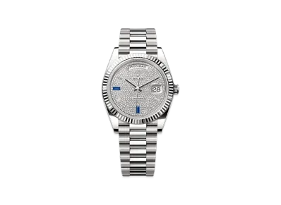 ROLEX Day-Date 40mm White Gold 228239 "Pave diamonds/Sapphire"