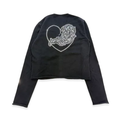 Chrome Hearts Rhinestone Viny Heart Cashmere Cardigan "Black"