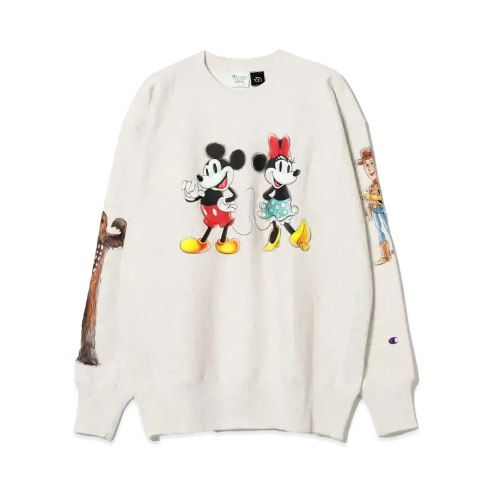 BEAMS x Champion Disney 100 Collection Crewneck Sweat "Oatmeal"
