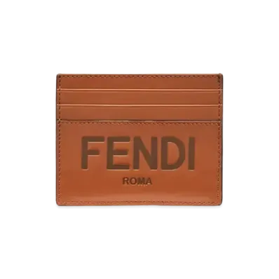 FENDI Leather Card Case "Brown"