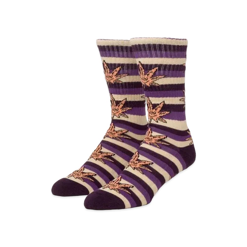 HUF Green Buddy Stripe Socks "Eggplant"