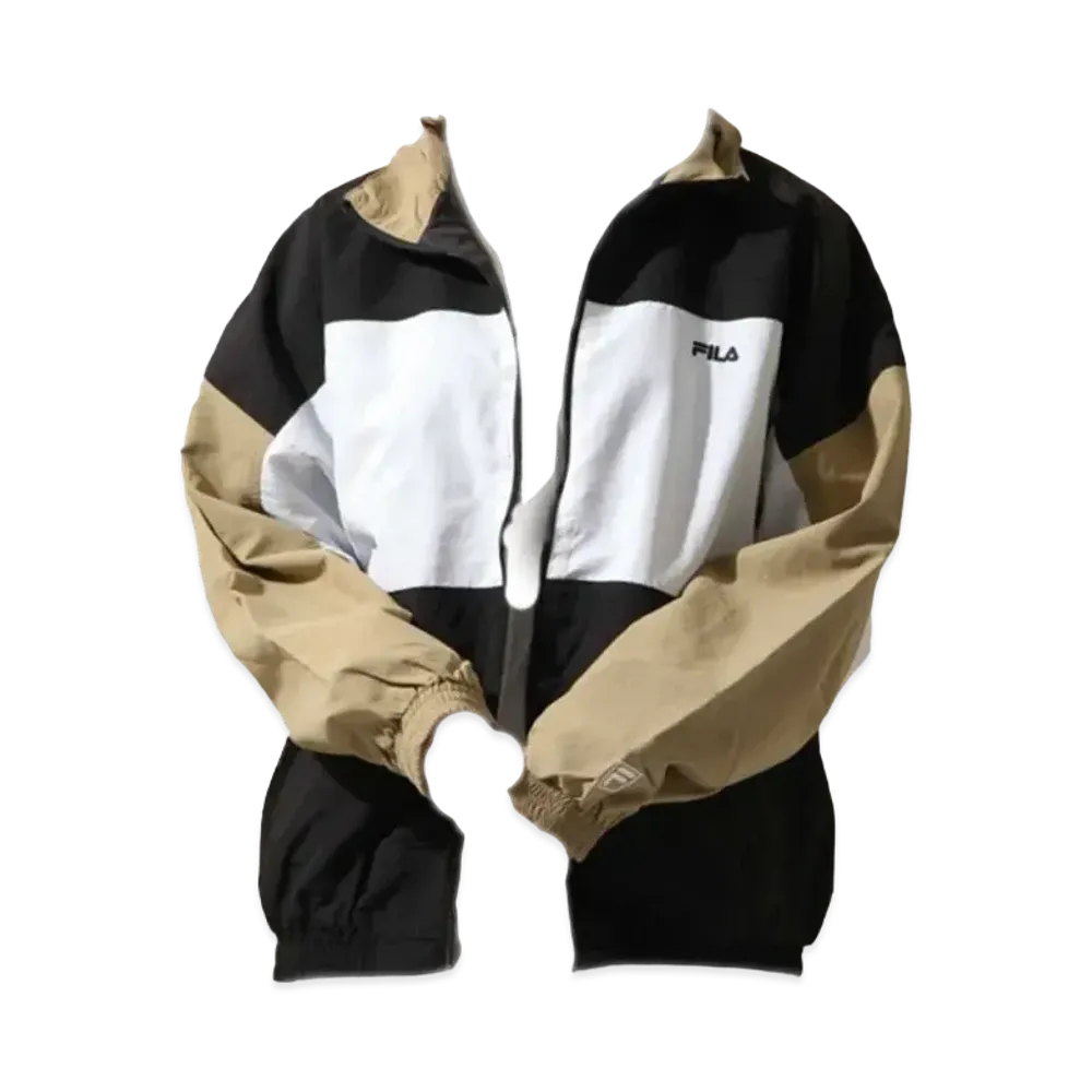 FILA One Point Logo Embroidery Nylon Switching Jacket "Black/Beige"