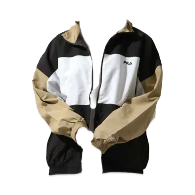 FILA One Point Logo Embroidery Nylon Switching Jacket "Black/Beige"