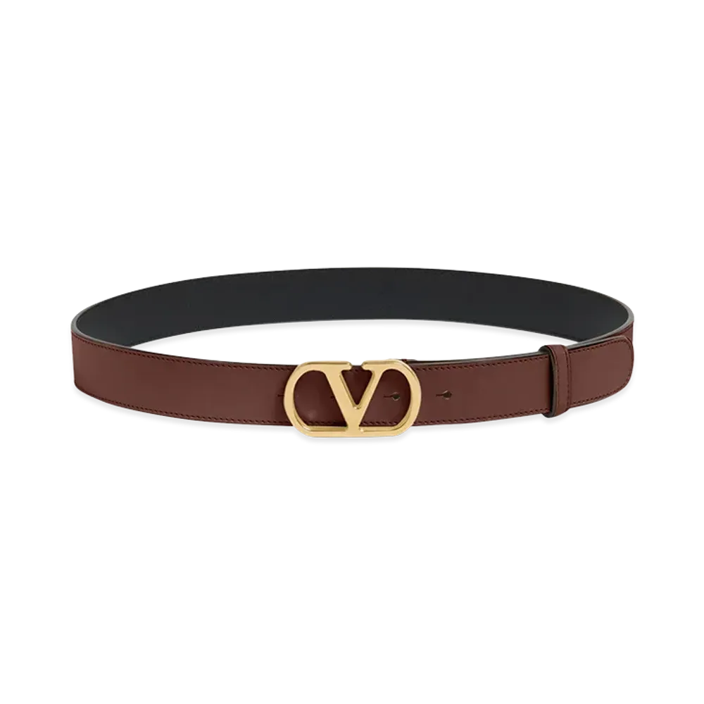 Valentino Women's Vlogo Signature Belt In Glossy Calfskin 30mm "Nude/Neutrals"