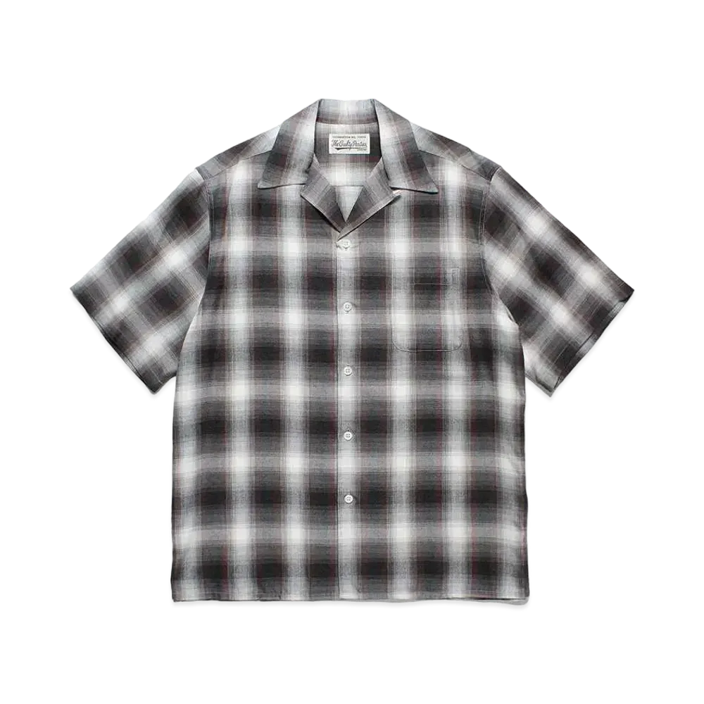 WACKO MARIA Check Open Collar Shirt "Brown"