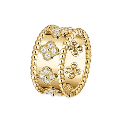 Van Cleef & Arpels Perlee clovers ring medium model "18K Yellow gold/Diamond"
