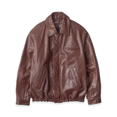 ssstein Cow Leather Vintage Zip Jacket "Brown"