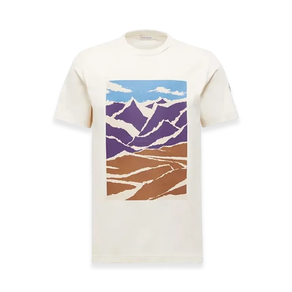 MONCLER Mountain Print Cotton T-Shirt "White"