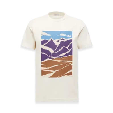 MONCLER Mountain Print Cotton T-Shirt "White"