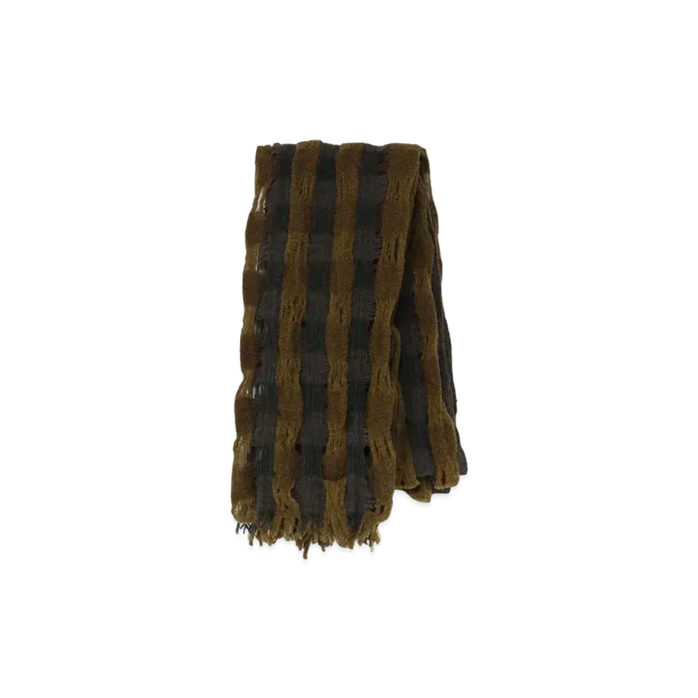 Yohji Yamamoto Y's SHRINKAGE W CHECK STOLE "Brown"