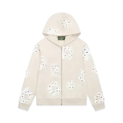 DENIM TEARS Rhinestone Cotton Wreath Zip Hoodie "Oatmeal"