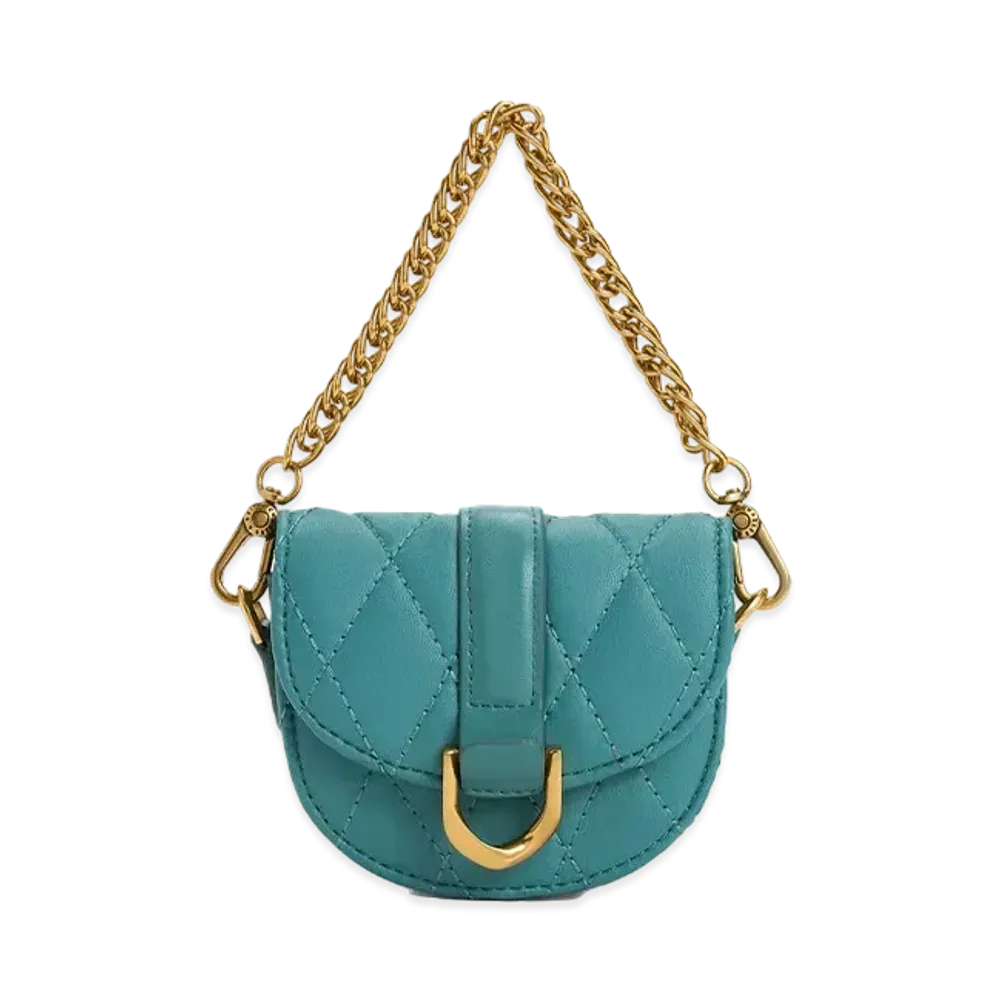 CHARLES & KEITH Micro Gavine Quilted Saddle Bag "Teal"
