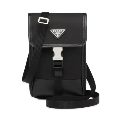 PRADA Re Nylon And Saffiano Leather Smartphone Case "Black"