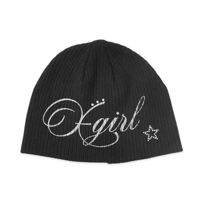 X-Girl Women's Spray Logo And Studded Beanie "Black"