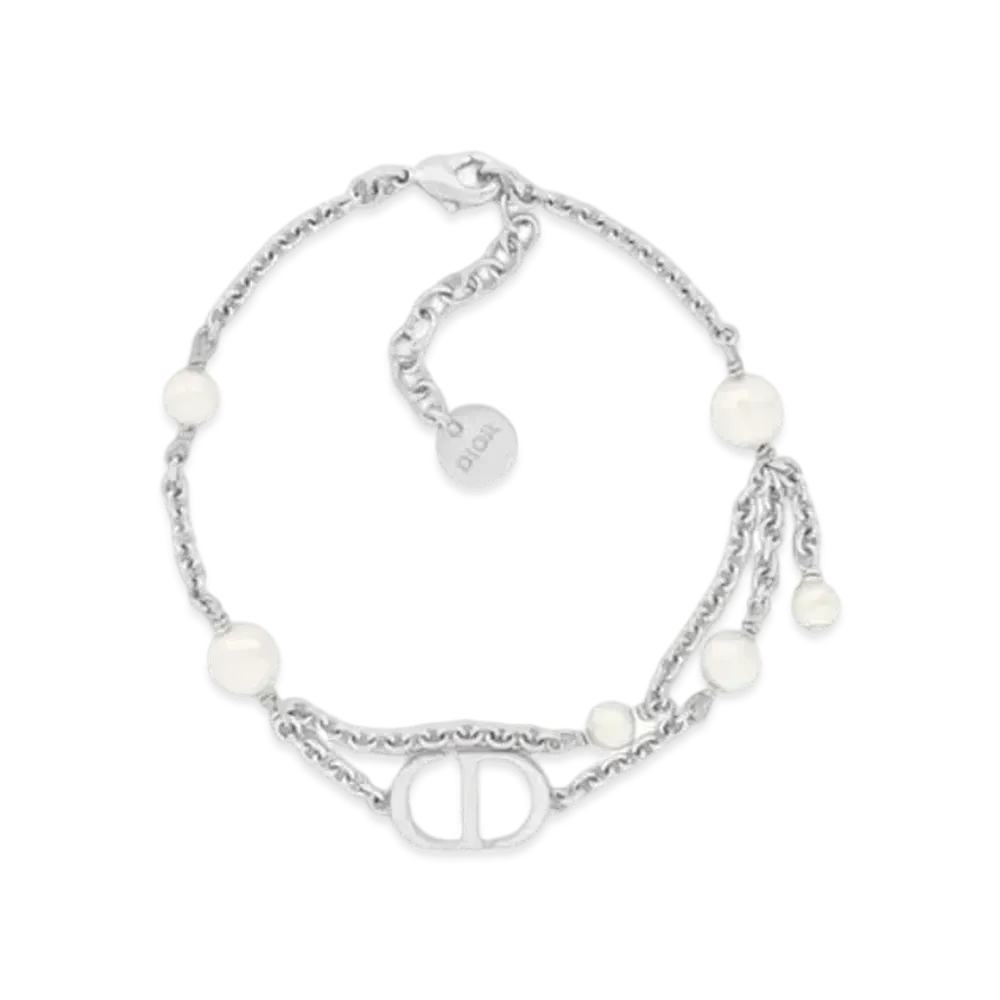 Dior Petit CD Bracelet Metal with Resin Pearls" Silver/White"