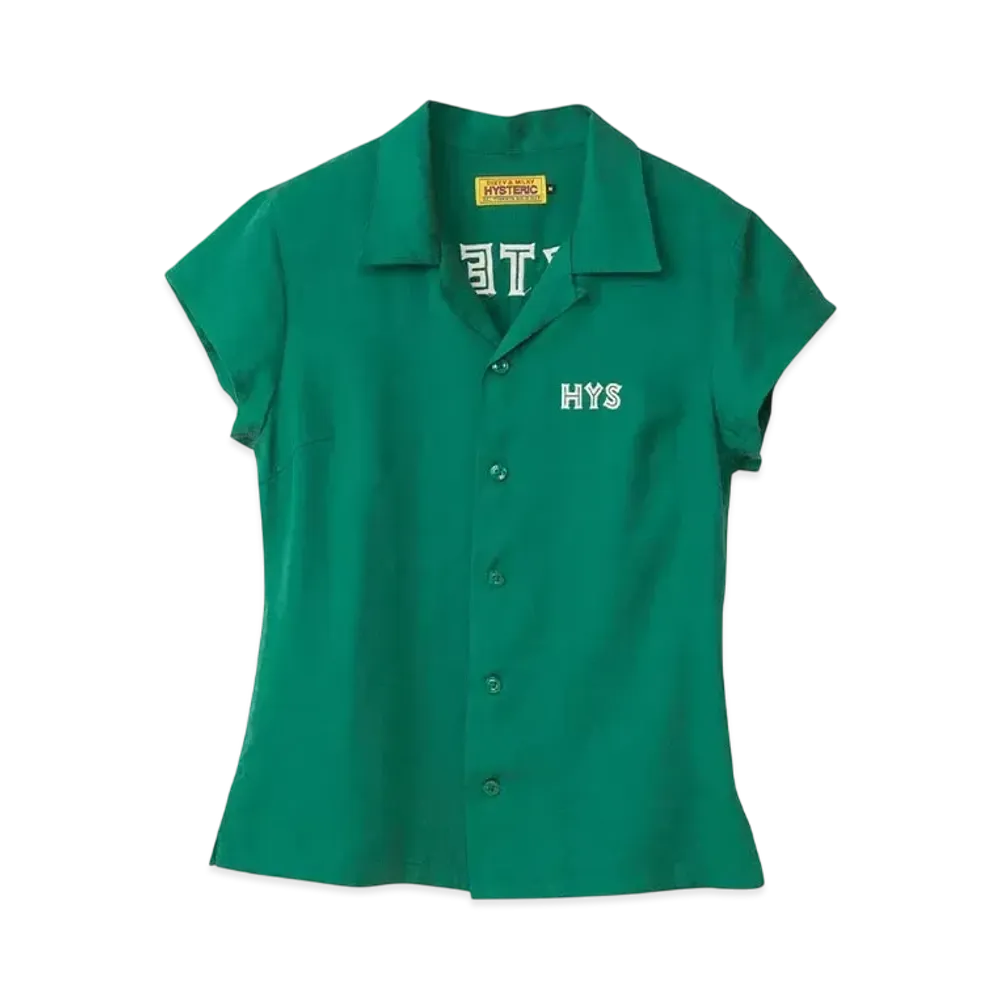 HYSTERIC GLAMOUR Spook Show Embroidery Bowling Shirt "Green"