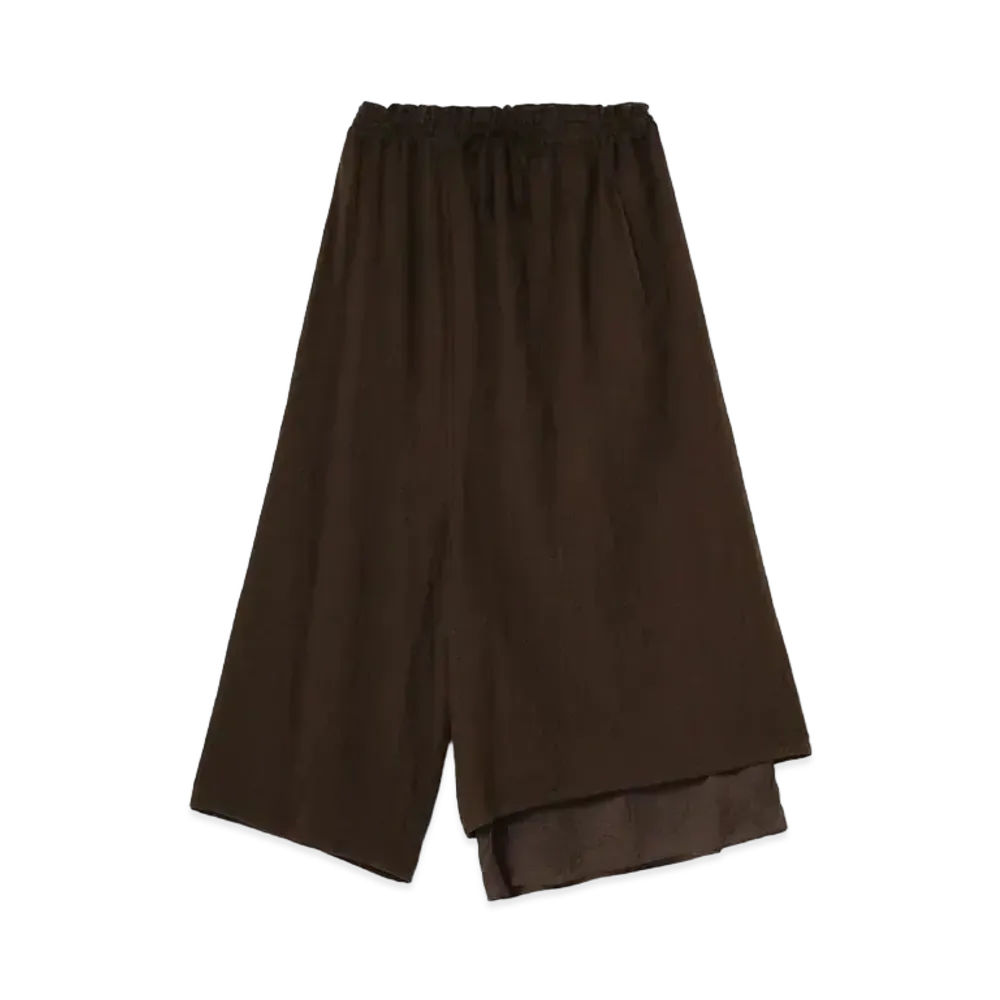 Yohji Yamamoto Y's WOOL ROUGH TWILL GARMENT MILLING LEFT LAYERED STRING PANTS "Khaki"