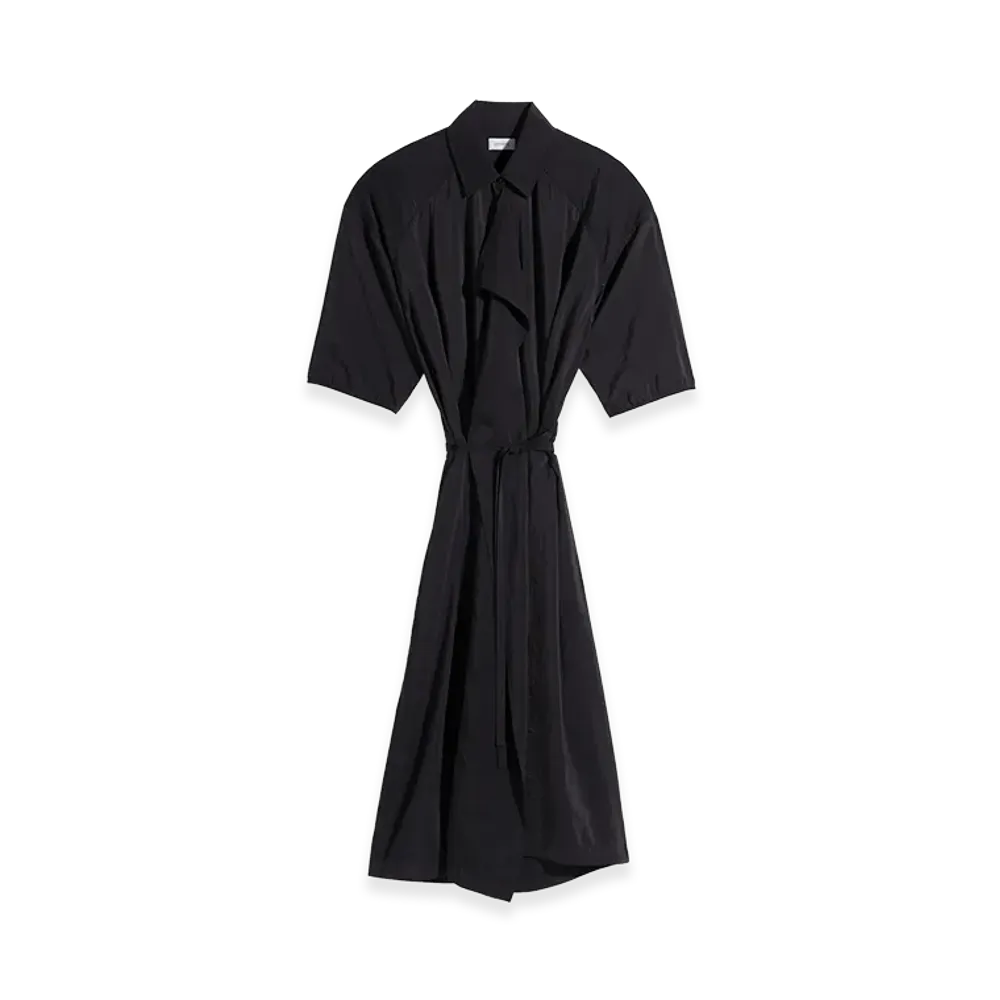 LEMAIRE Women's Dry Silk Asymmetric Shirt Dress "Black"