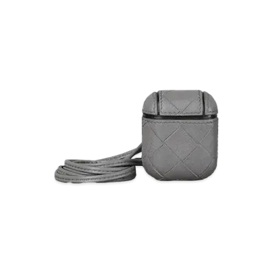 Bottega Veneta Intrecciato Lambskin AirPods Case "Cement"
