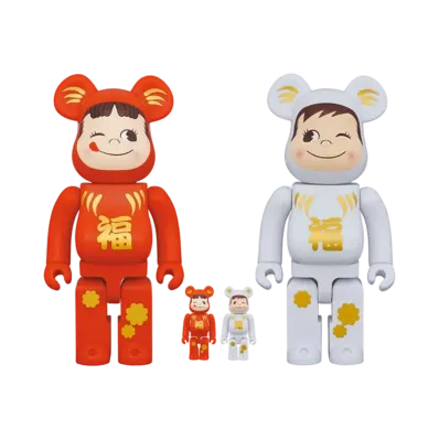 Bearbrick Daruma Peko-chan & Poco-chan 100% & 400% (Set of 4)