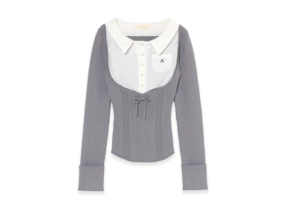 ANDMARY Women's Karen Shirts Layered Tops "Gray"