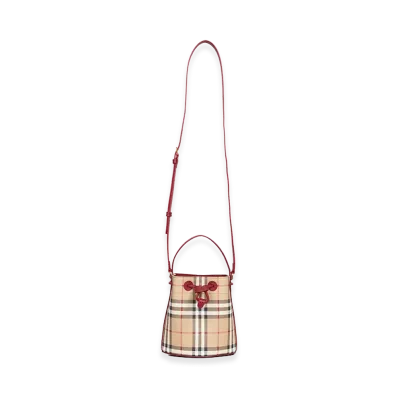 Burberry Women's Printed Canvas Mini Check Bucket Bag "Beige"