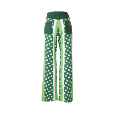 HYSTERIC GLAMOUR Star Stripe Pattern Flare Pants "Green"