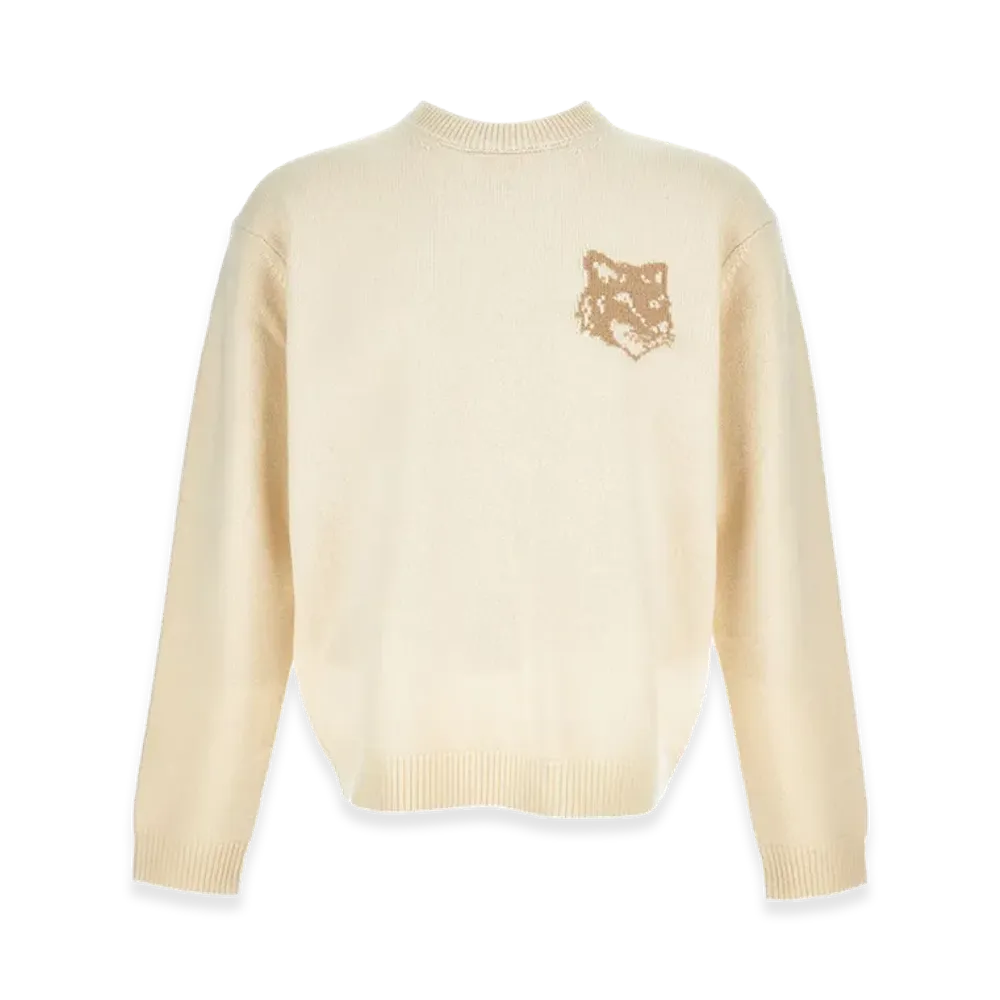 Maison Kitsune Fox Head Intarsia Merino Jumper "Ecru"