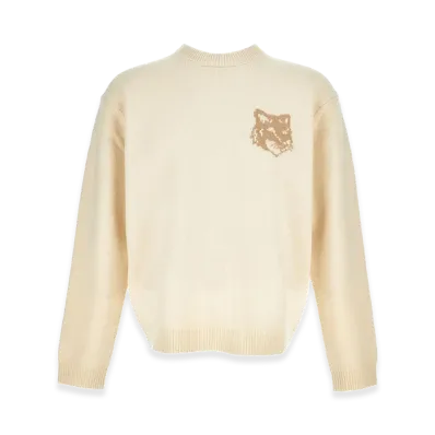 Maison Kitsune Fox Head Intarsia Merino Jumper "Ecru"