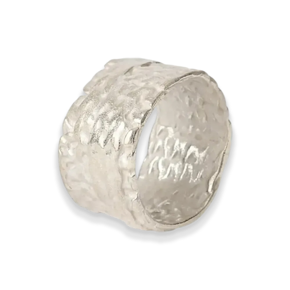 OUR LEGACY Casted Knit Ring "Frosted White Sterling Silver"