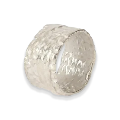 OUR LEGACY Casted Knit Ring "Frosted White Sterling Silver"
