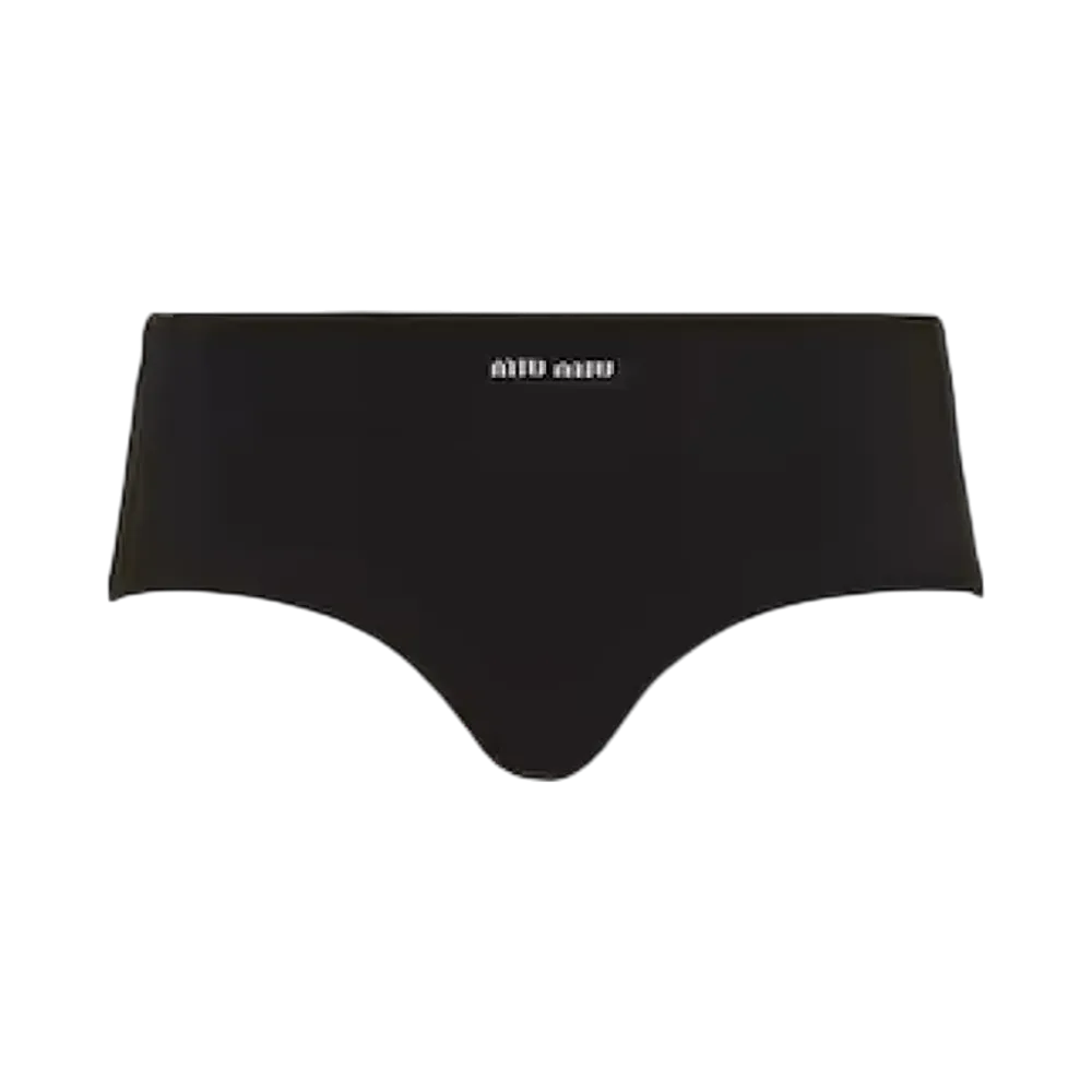 MIU MIU Women's Jersey Panty with Logo "Black"