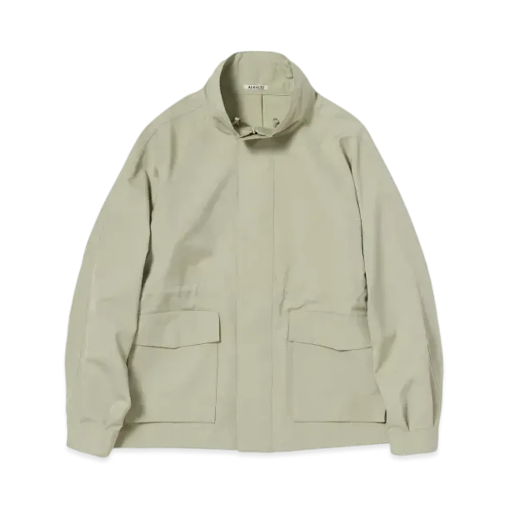 AURALEE Wool Max Canvas High Neck Zip Blouson "Pale Olive"