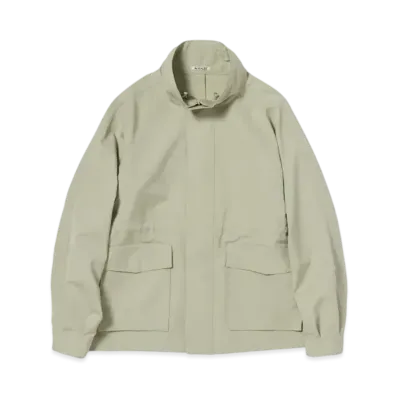 AURALEE Wool Max Canvas High Neck Zip Blouson "Pale Olive"