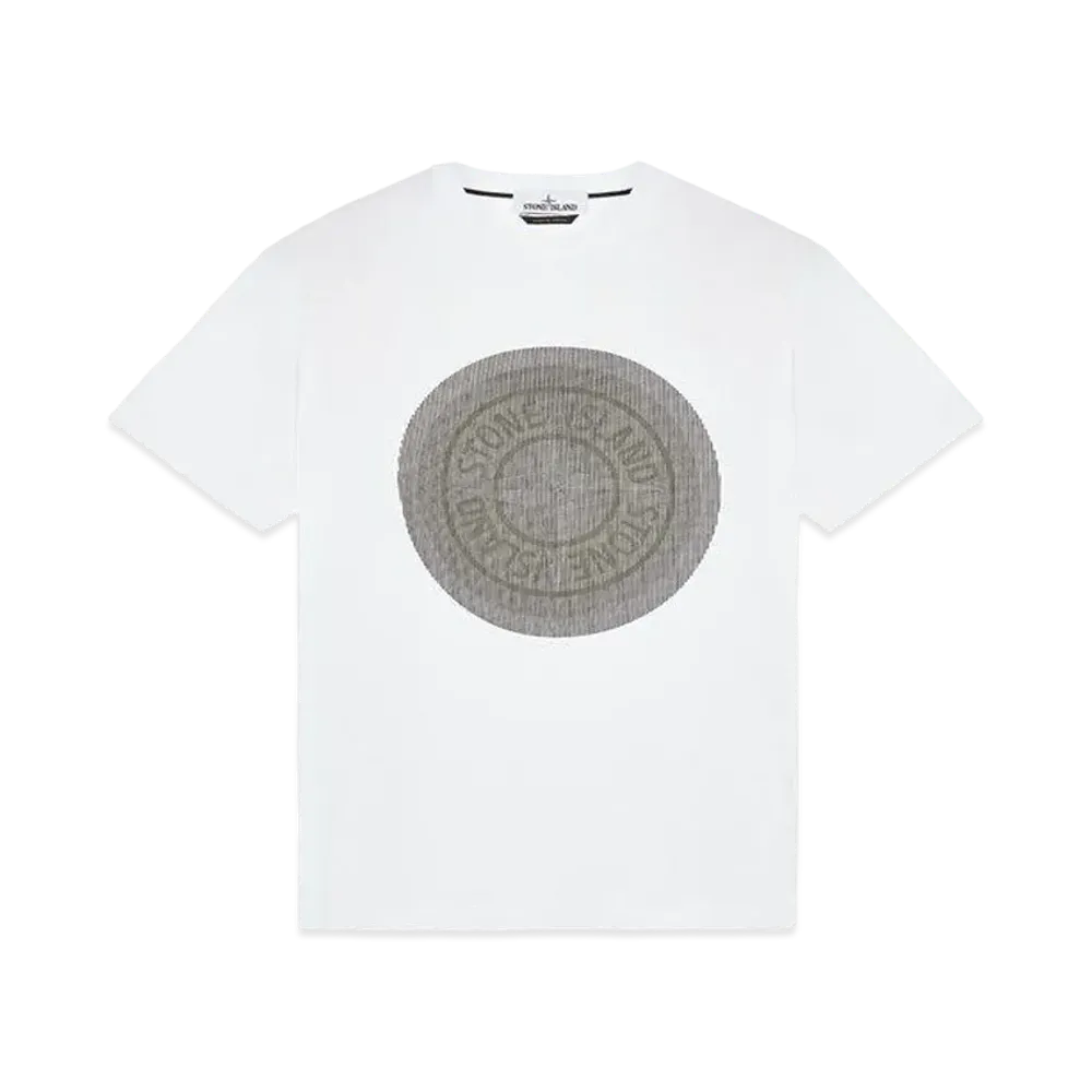 Stone Island 2NS89 COTTON JERSEY, 'LENTICULAR TWO' PRINT_SLIM FIT "White"