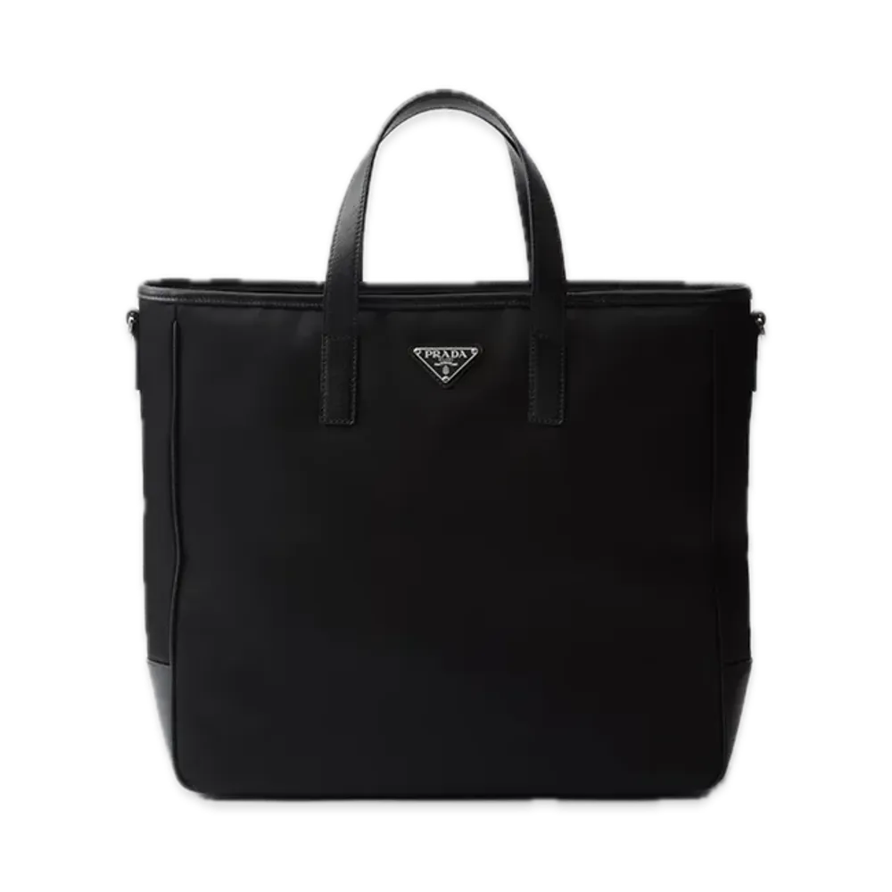 PRADA Re-Nylon x Saffiano Leather Tote Bag "Black"