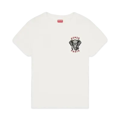 KENZO 'ELEPHANT' Embroidered T-Shirt "Off White"