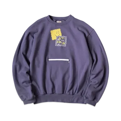 KAPITAL 30/- Fleece Cookie Pocket Crew Sweat "Purple"