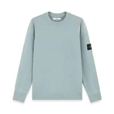 Stone Island 534A4 Stretch RWS Wool Crewneck Sweater with Ribbed Details - 24FW "Green Grey"