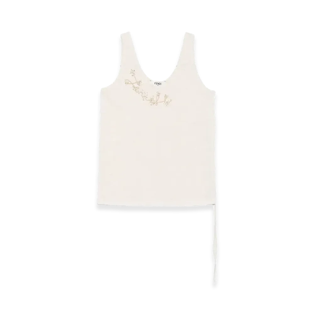 FENDI Women's Embellished Tank Top "Beige"