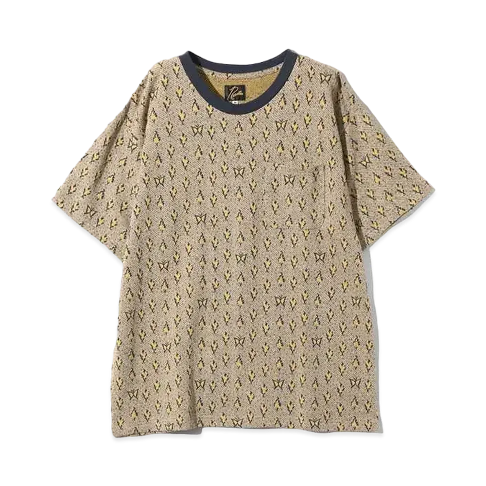 Needles S/S Crew Neck Tee - C/An Papillon&Floral Jq. "Yellow/Navy"