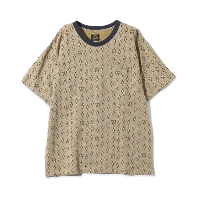 Needles S/S Crew Neck Tee - C/An Papillon&Floral Jq. "Yellow/Navy"